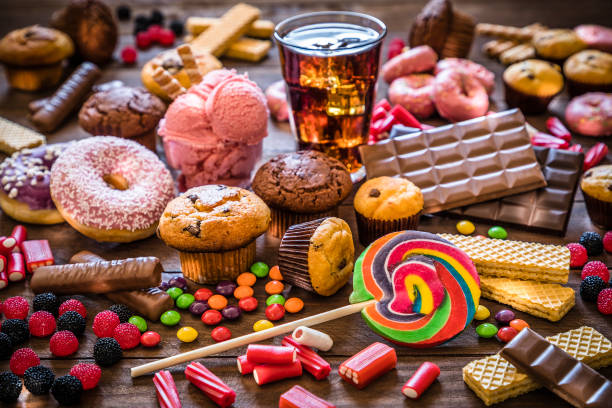 assortment of products with high sugar level